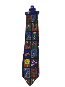 Looney Tunes - - Stamp Collection Tie 100% Polyester Made in America 56”NWT - Picture 1 of 7
