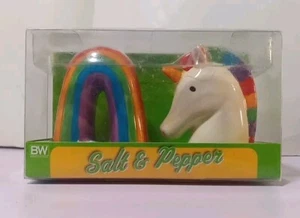 Boston Warehouse Rainbow & Unicorn Porcelain Salt and Pepper Shaker set - Picture 1 of 3