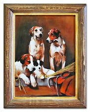 Ölbild Ölbilder Gemälde Bilder Bild Handgemalt Öl mit Rahmen Barock Hunde G03179