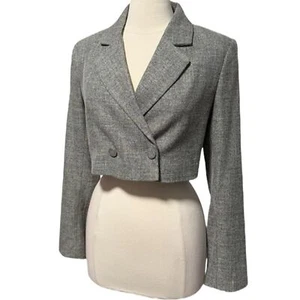 House Of Harlow 1960 Blazer Damen Small Grau Tweed Cropped Büro Karriere Elegant - Bild 1 von 8