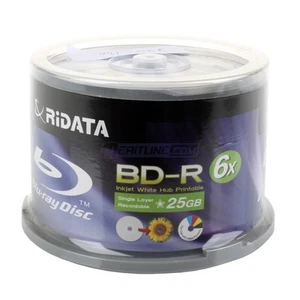 Ridata Blu-Ray (BD-R) White Inkjet Hub Printable 6X BD-R Media 25GB 300 Pack - Picture 1 of 1