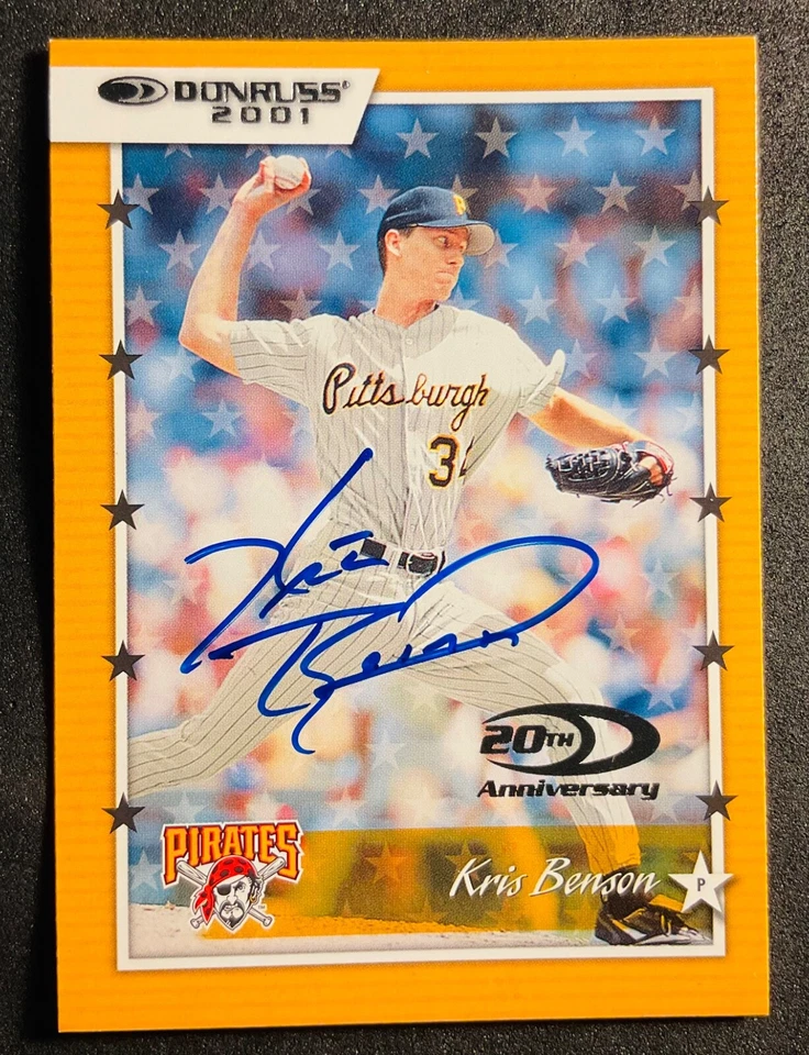 Pittsburgh Pirates KRIS BENSON signed auto autographed 2001 DONRUSS card CLEMSON - Image 1 of 2
