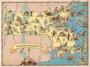 12270.Decor Poster.Vintage Interior wall art design.1935 Massachusetts funny map - Picture 1 of 1