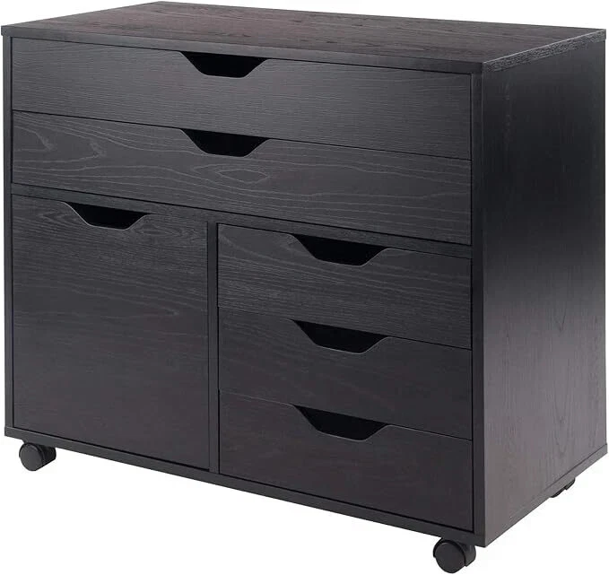 Winsome Wood Halifax 3 Section Mobile Storage Cabinet Black