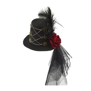 Steampunk Mini Top Hat with Red Rose Decorative Gothic Dress up Headwear for - Picture 1 of 6