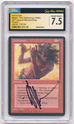 Graded Signed Incinerate CGC 7.5 JSA DCI Legend Promo Artist Jock 1995 MTG Magic - Image 1 of 2
