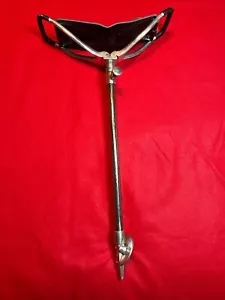 Walking Stick Leather spectator Seat Folding Stool Golf Fishing Hunting - Picture 1 of 6
