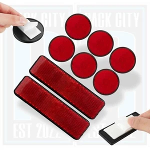 8 PACK MULTI-PURPOSE REFLECTORS SELF ADHESIVE RED TRAILER CARAVAN REFLECTOR - Picture 1 of 8