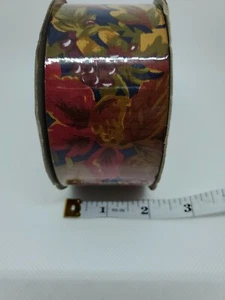 Fabric Ribbon 25 Yards x 2"Wide Brown Red Green Blue Floral Wreath Bow Craft New - Picture 1 of 5