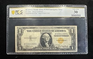 1935-A North Africa WWII Silver Certificate (Fr#2306) - $1 PCGS VF30 - No Notes - Picture 1 of 6