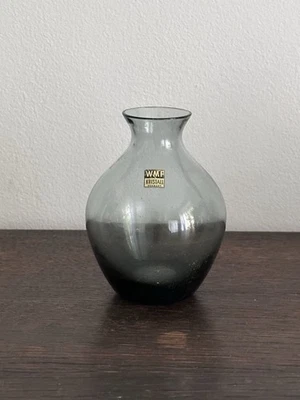 SF WMF Wilhelm Wagenfeld 1 x Vase 97 mm m. Etikett turmalin Kristall 1950er Glas - Bild 1 von 4