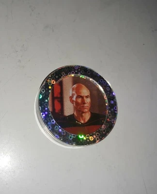 POG Pogs 1994 Star Trek Jean-Luc PICARD Plástico Slammer Acrílico De Colección RARO Foto 1 de 4