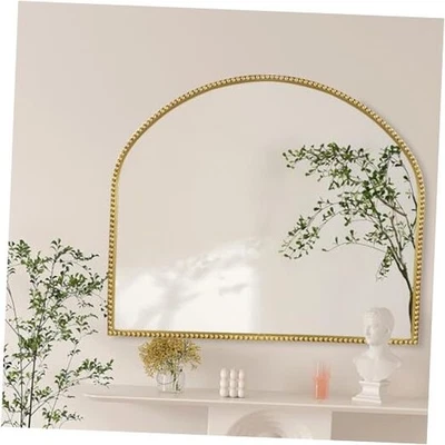 Espelho de parede arco, 35"x28" grande ouro vintage frisado, largura 28"L x 35"W contas de ouro - Imagem 1 de 4