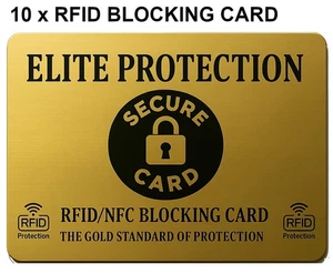 🏆 10 x Elite Protection Gold RFID/NFC Blocking Cards Credit Debit Card blocking - Picture 1 of 7