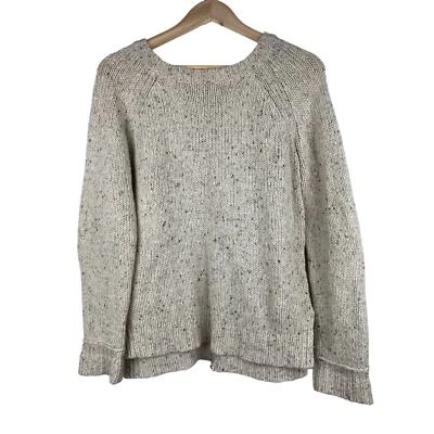 Fenn Wright Manson Women's Size L Oatmeal Elbow Patch Button Back Sweater - Image 1 of 4