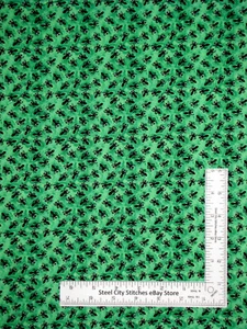 Picnic Ants Fabric Black Ant Bugs Green Tonal Cotton Blank Textiles By The Yard - Picture 1 of 1
