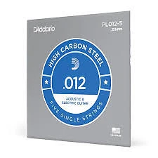 D'ADDARIO PL012-5 5 CORDE SINGOLE 0.12 PER CHITARRA ELETTRICA E ACUSTICA