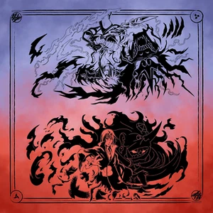 2 Player Cloth TCG Playmat Naruto Sasuke Itachi Uchiha Blue Red Stitched Border - Picture 1 of 1