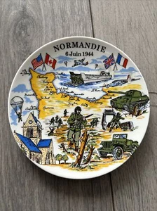 Historische Normandie Invasionskarte Sammler Wandplatte 5-3/4"" durchbohrte Rückseite - Bild 1 von 7