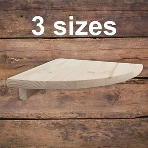 Natural Wooden Corner Shelf / 3 Sizes / Pine Floating Wall Display Shelves DIY - Picture 1 of 28