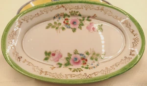 DE COLECCIÓN BARATIJA FLORAL OVALADA / PLATO DE CARAMELO-HECHO EN JAPÓN-6 1/2" L x 4" W x 3/4" T - Imagen 1 de 3