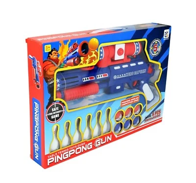Toysrex PING PONG GUN SHOOTING TOYS TABLE TENNIS BOWLING KIDS GUN UK - Image 1 of 2