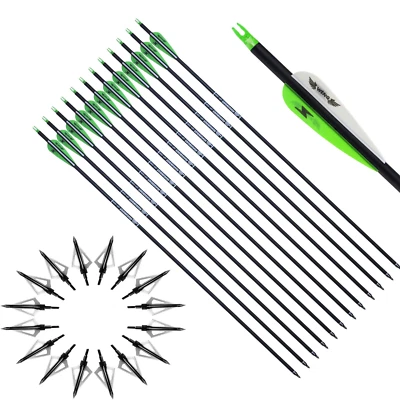 12X30Inch Carbon Arrows Spine500 Archery Compound Recurve Archery Arrows Hunting - Image 1 of 4