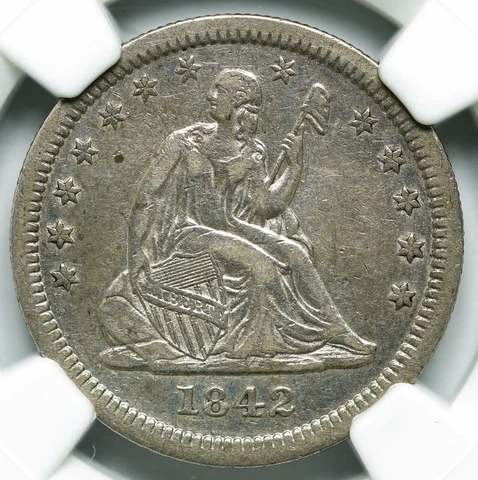 1842 O Seated Liberty Quarter *Lg. Date* NGC XF-Details (Cleaned) Cover