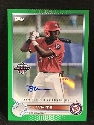 2022 TOPPS PRO DEBUT BASEBALL TJ White RC #PD-191  AUTO GREEN  #89/99 - Image 1 of 2