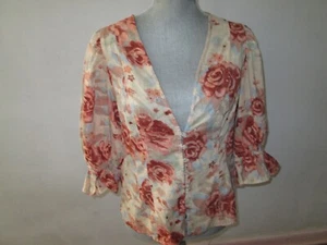 Women's FREE PEOPLE "Found You" Top Floral Romantic Cottagecore Button Up Size L - Picture 1 of 4