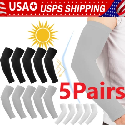 5 Pairs Cooling Arm Sleeves Cover UV Sun Protection Outdoor Sports Basketball - Image 1 of 4