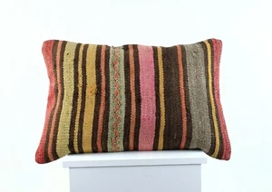 Kilim Pillow Cover 16x24 in Traditional Handmade Anatolian Lumbar Cushion A1503 - Picture 1 of 4