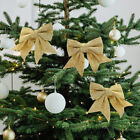 6 Pcs Glitter Powder Christmas Bow Xmas Tree Bowknot Ornaments Bows For Wreaths