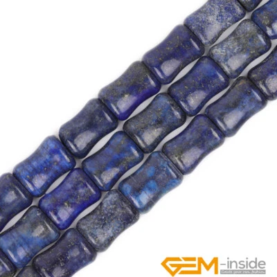 AAA Blue Lapis Lazuli Gemstone Bamboo Loose Beads For Jewelry Making 15" 12x16mm - Image 1 of 4