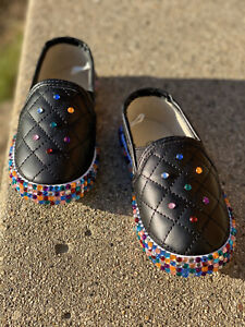 Customized Handmade Rhinestones Girl Toddler Slip On Shoes Size 5/6