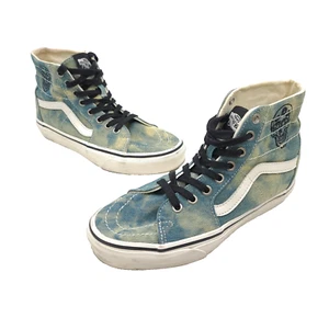 Vans Sk8 Hi Womens Size 7 / M5.5 Blue Tapered Denim Embroidered Skull Skate Shoe - Picture 1 of 17