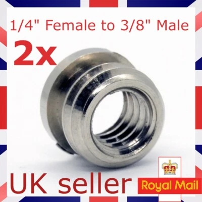 Adaptador de tornillo de rosca de soporte de luz para trípode de cámara de 1/4" hembra a 3/8" 2 piezas