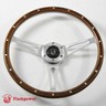 15 Vintage Real Wood Deep Dish Steering Wheel Aluminum Rivets + Horn