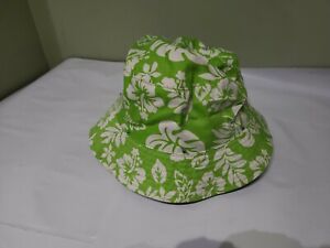 Girls Lime Green/White Tropical Bucket Hat With Savorski Crystals