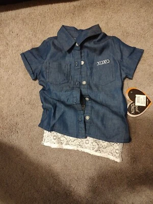 Camiseta XOXO para niños vaqueros y encaje 3t Foto 1 de 2
