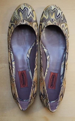  Pisos de ballet de cuero Missoni hechos en Italia 39,5 (7,5 EE. UU.) Foto 1 de 4