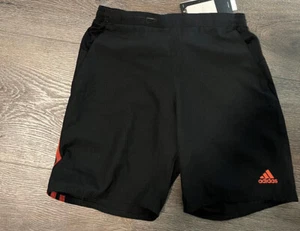 NWT Youth Adidas Shorts Climacool shorts S or M Black orange Football pocket F50 - Picture 1 of 6