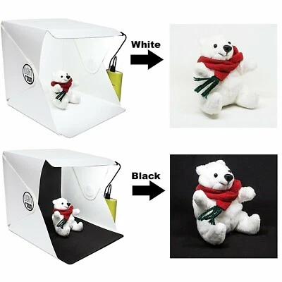 CUBO PER FOTO BOX SET FOTOGRAFICO STUDIO LUCE LED SFONDO PER FOTOGRAFIE A LAVORO - Immagine 1 di 4