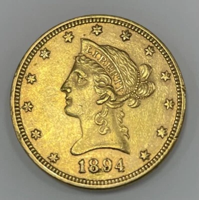 1894-D $10 Liberty Head Gold Eagle Coin - Rare U.S. Gold - Image 1 of 2