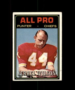 1974 TOPPS FOOTBALL CARD KANSAS CITY CHIEFS  #144 JERREL WILSON  ALL PRO EX.