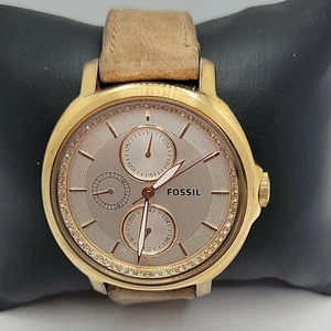 Fossil Chelsey ES3358 Women's Beige Leather Analog Dial Quartz Wrist Watch DE216 - Picture 1 of 10