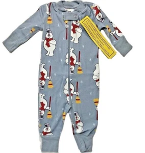 NWT Hanna Andersson 3 Months Frosty the Snowman Organic Zip Sleeper Pajama 50 cm - Picture 1 of 5