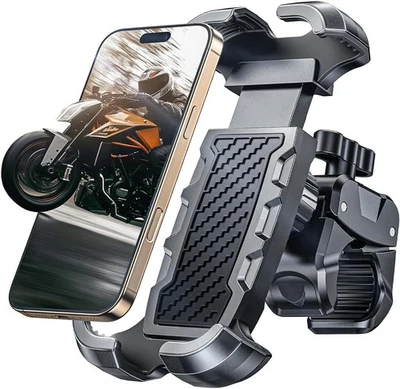 Motorbike Bike Phone Holder Heavy-Duty Clamp All-Around Secure 4.7"-6.8" Phones - Image 1 of 4