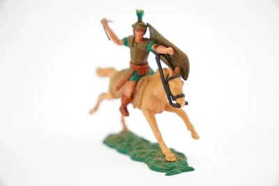 Timpo años 60/70 54 mm juguete soldado colores variados Swoppet romano marrón cinturón caballo tostado Foto 1 de 3