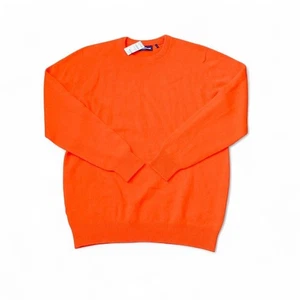 $395 Paul Stuart NWT Orange Geelong Wool Crewneck Sweater small Made in Scotland - Picture 1 of 8